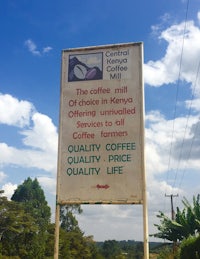 a sign that says coffee mill in kenya